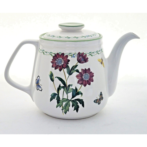 TEAPOT-STUDIO NOVA-GARDEN BLOOM-White-Green-Flowers-Butterflies-Bees-5 Cups - Picture 2 of 16